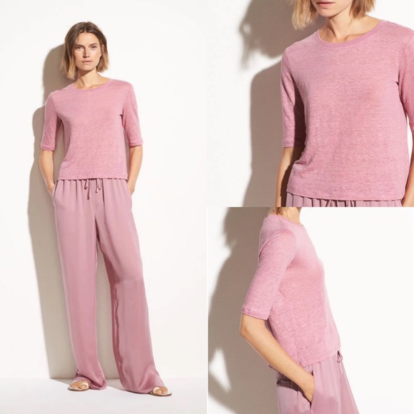 Vince Tops - VINCE Elbow Sleeve Linen Tee XL